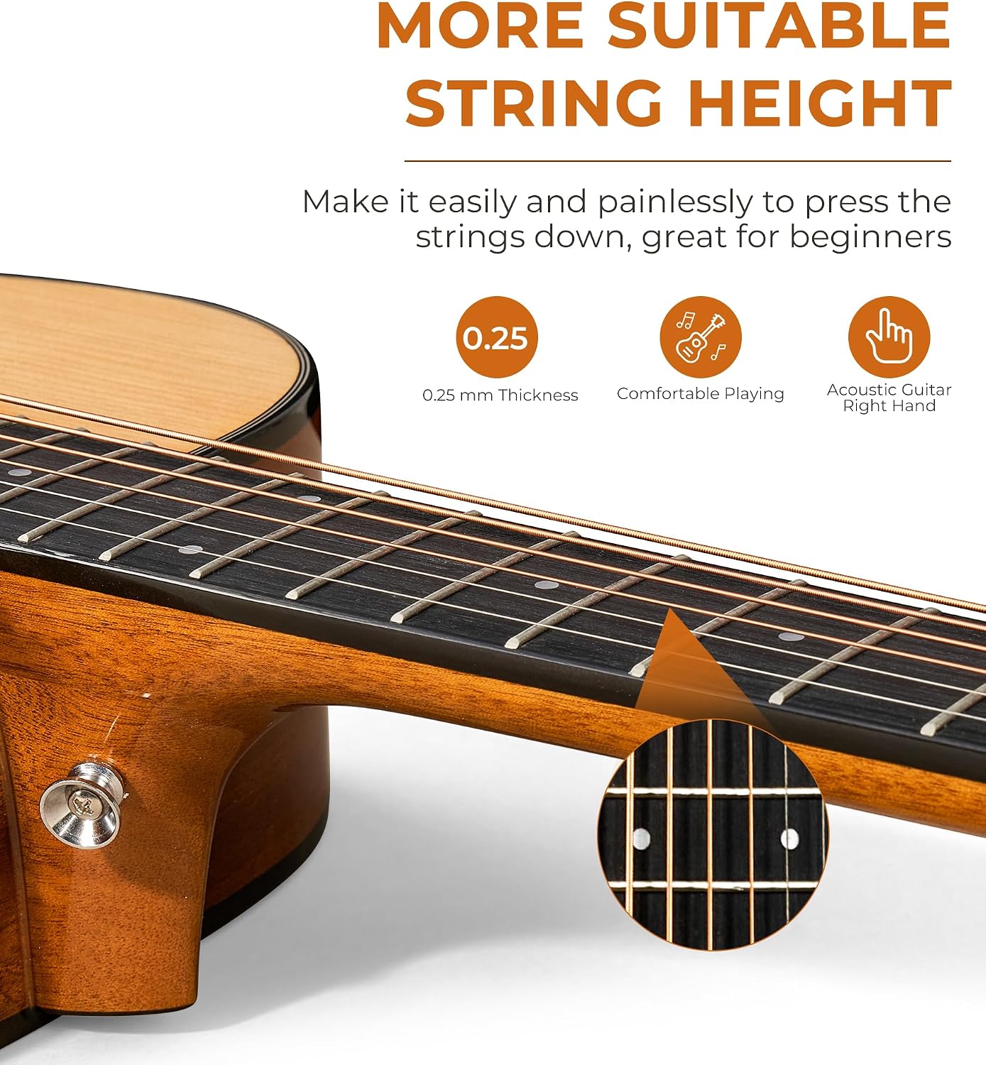 Vangoa 3/4 Acoustic Guitar Kit, 36 Inch Acustica Guitarra Dreadnought Bundle for Beginner Adult Youth Travel With Steel String Spruce Wood Gig Bag Tuner Pickguard, Right Hand