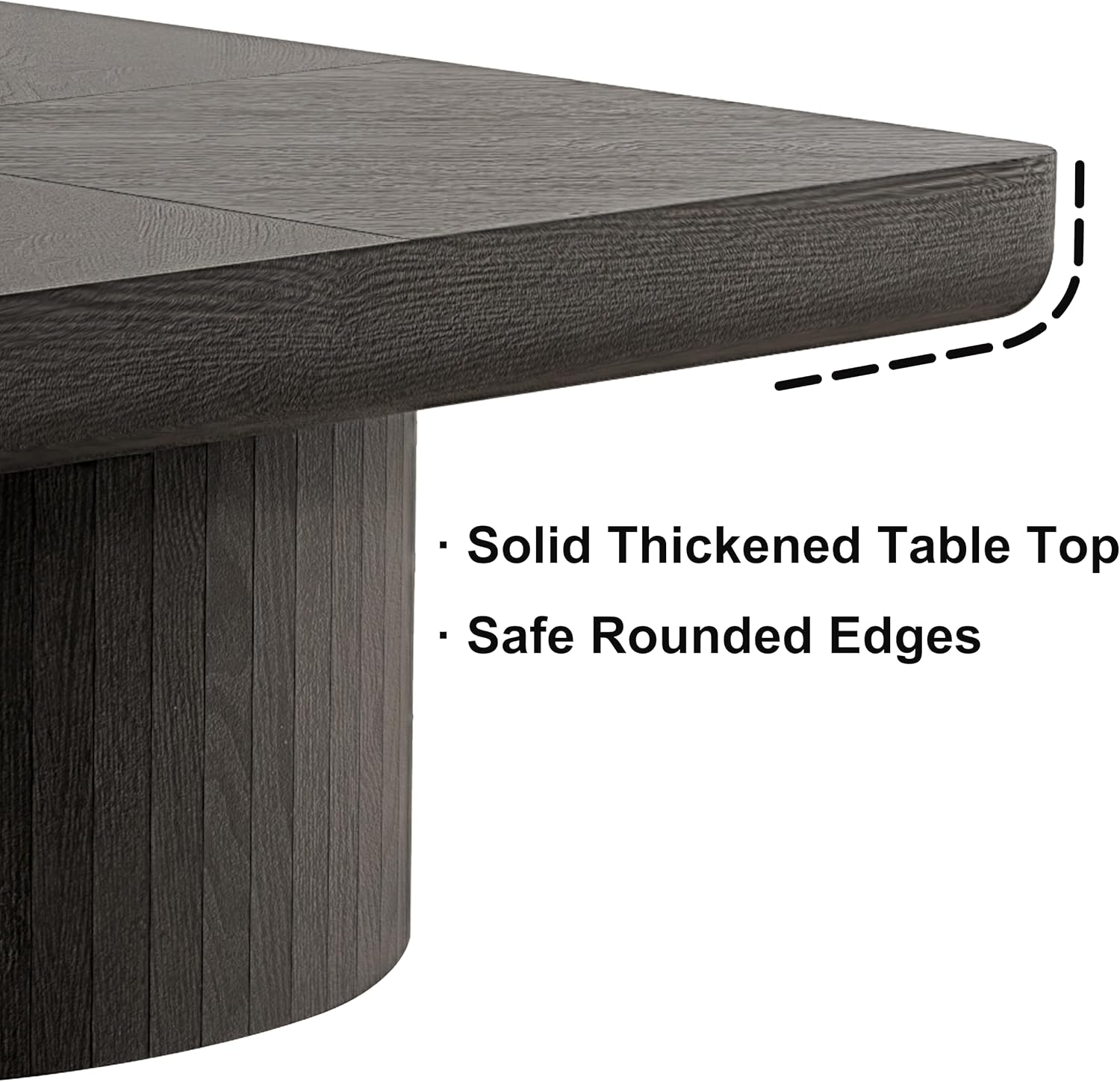 KEIKI Nesting Coffee Table Set of 2, Modern Wooden Coffee Tables with Fluted Cylindrical Base, 34.6' Square Coffee Table & 23.6' Side Table, Space-Saving Living Room Accent Tables, Black
