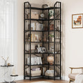 GarveeHome Corner Bookshelf 86' l Shaped Bookcase, Corner Bookshelves Black Bookcase 7 Tier l-Shape Bookshelf, Large Bookcases with Beaded Design Tall Display Rack Shelf for Living Room Bedroom