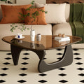 Coffee Table for Living Room Mid Century Modern Center Table with Glass Top and Wood, 36 Inch, Black Brown