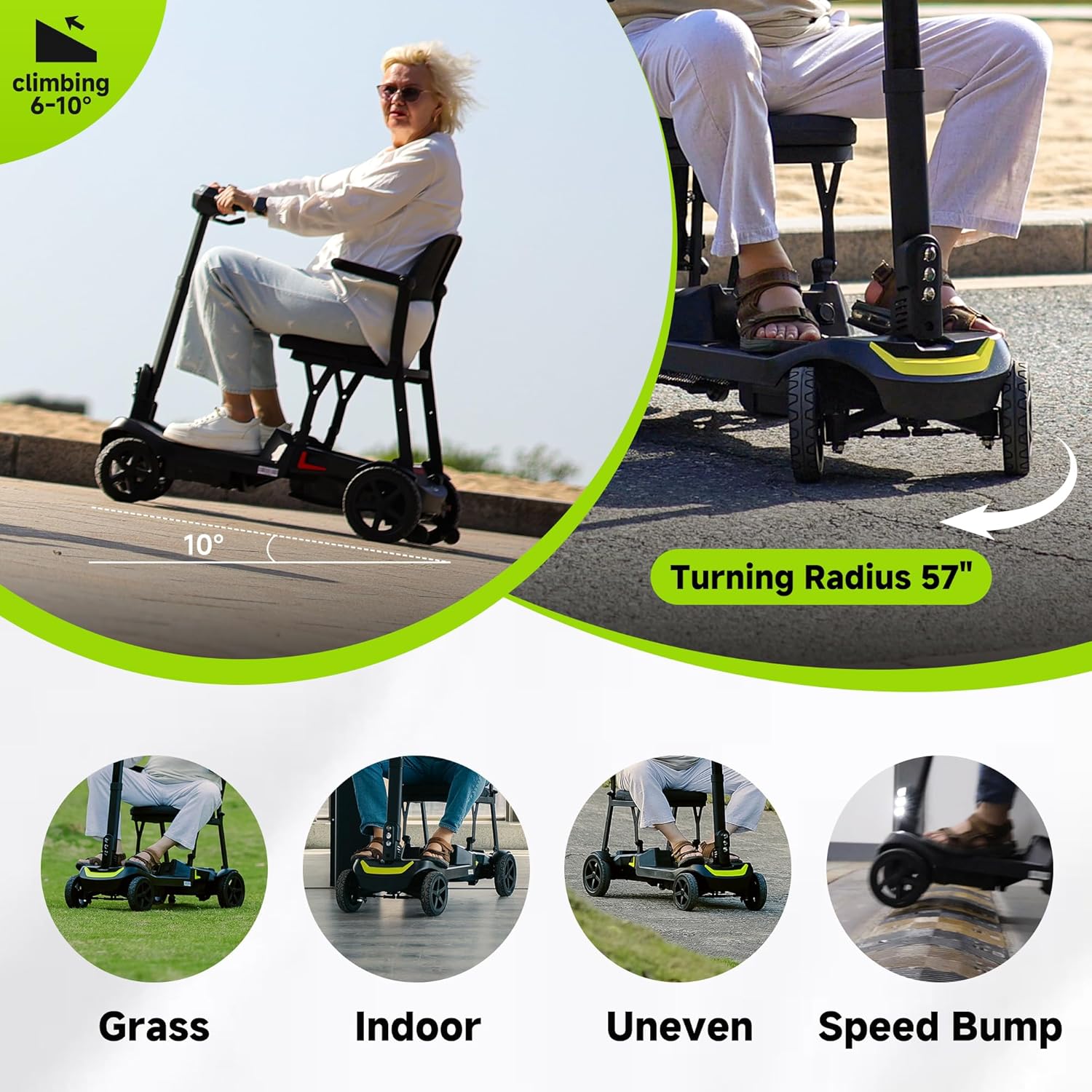 SCOOTNGO Mobility Scooters for Seniors, 4 Wheel Foldable Lightweight Airline Approved Mobility Scooter for Adults, Dual Batteries, Portable, No Assembly Needed (Silver Grey, Standard)