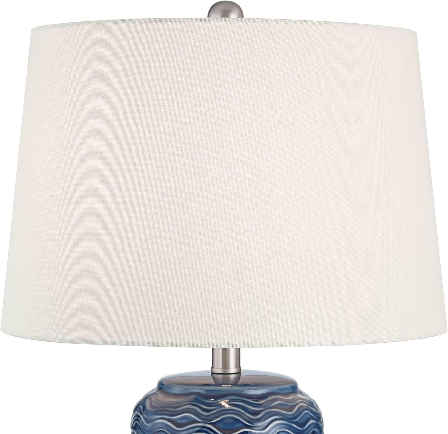 360 Lighting Waves 26 1/2' Tall Modern Coastal 3-Way Table Lamps Set of 2 Blue Ceramic Fabric White Shade Living Room Bedroom Bedside Nightstand House Office Home Reading Kitchen Entryway Console
