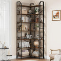 GarveeHome Corner Bookshelf 86' l Shaped Bookcase, Corner Bookshelves Industrial Bookcase 7 Tier l-Shape Bookshelf, Large Bookcases with Beaded Design Tall Display Rack Shelf for Living Room Bedroom