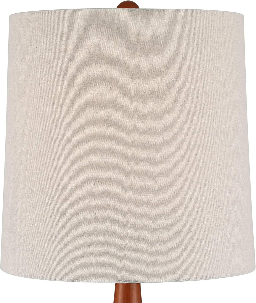 360 Lighting Andi 25' High Mid Century Modern 3-Way Table Lamp Green Ceramic Wood Finish Single Fabric White Shade Cottage Core Living Room Bedroom Bedside Nightstand House Office Colors May Vary