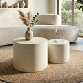 Nesting Coffee Table Set of 2, Modern Round Wooden Coffee Tables, Accent End Side Table for Small Space Living Room,Beige