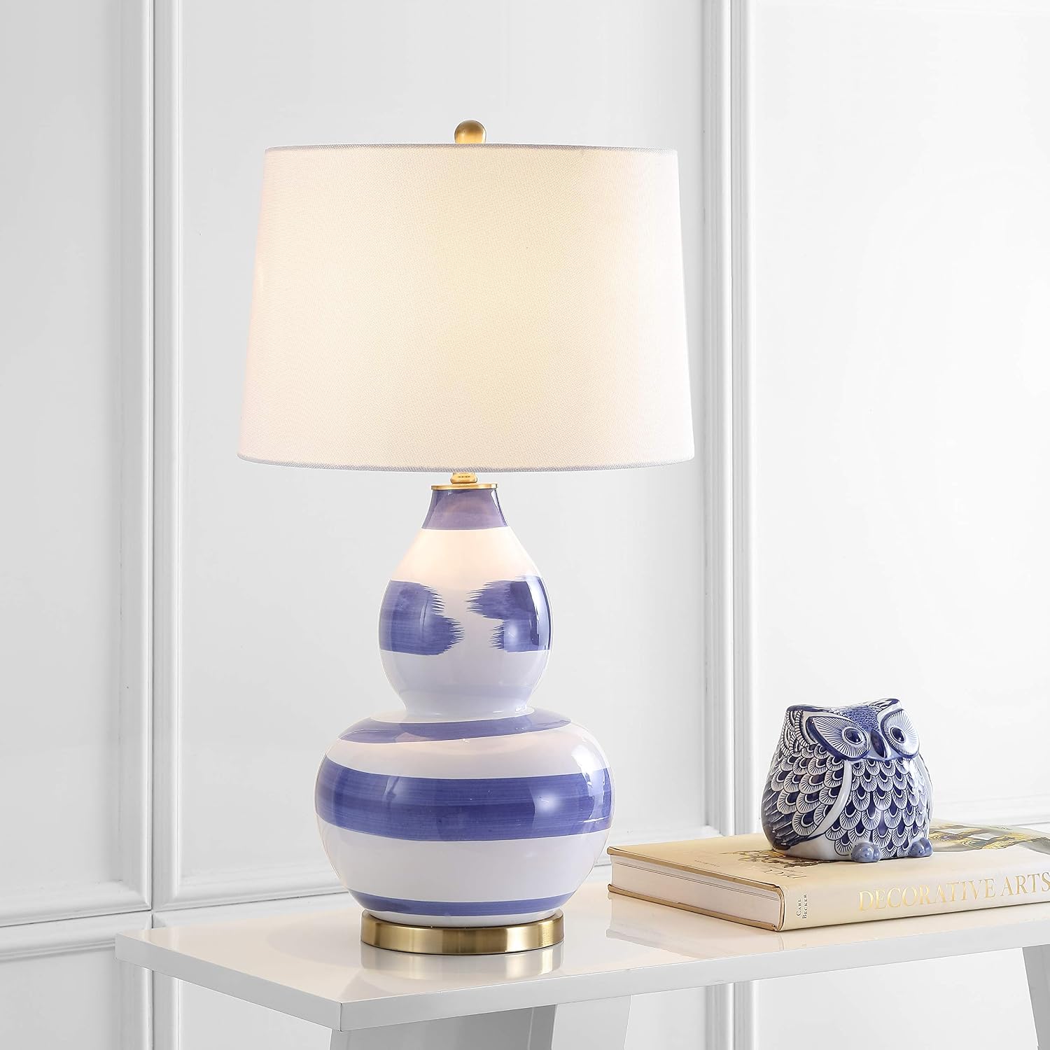 SAFAVIEH Lighting Collection Aileen Abstract Blue/ Gold Brushstroke 33-inch Bedroom Living Room Home Office Desk Nightstand Table Lamp (LED Bulb Included)
