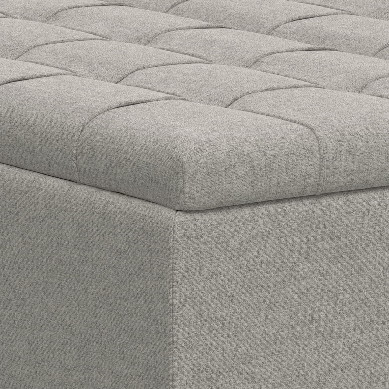 SIMPLIHOME Harrison Large Coffee Table Storage Ottoman - 40 inch Wide Upholstered Linen Look Fabric Square Lift-Top Ottoman in Cloud Grey, Transitional Bench for Living Room with Sturdy Base
