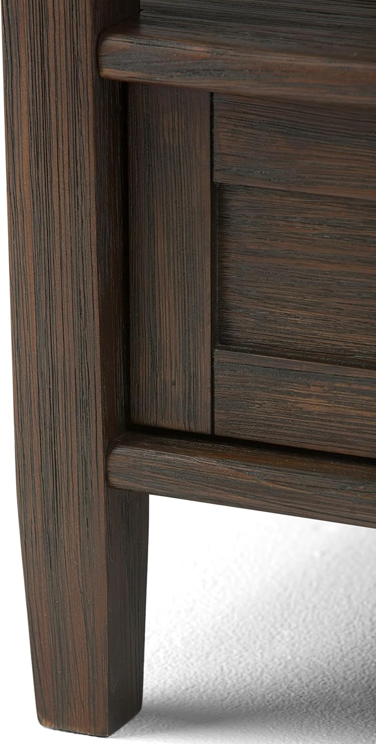 Atlin Designs Small End Table for Living Room, Square Bed Side Table, Narrow Nightstand with Storage Drawer and Shelf for Bedroom, Unique Rustic Telephone Table for Sofa Side, Dark Brown Corner Table