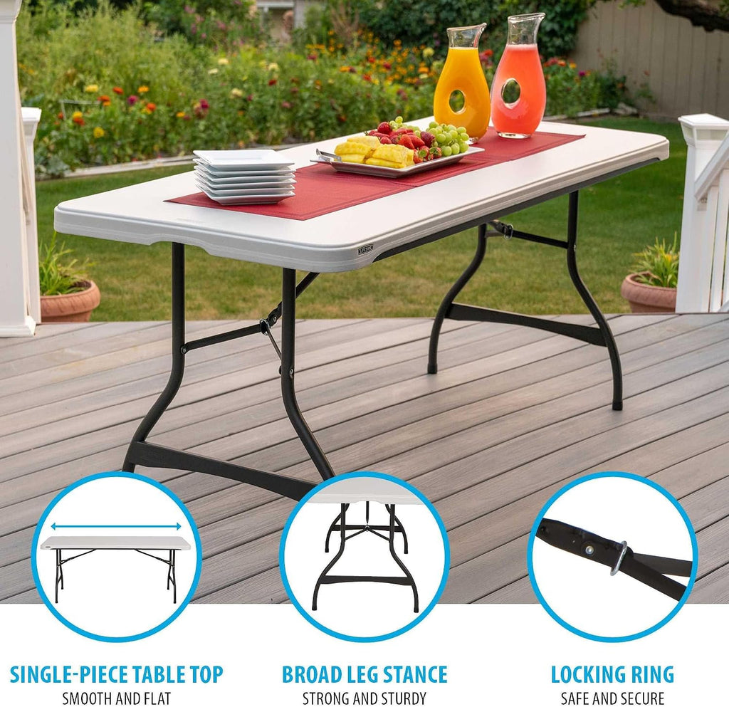 Lifetime 6-Foot Nesting Folding Table, Commercial, Almond