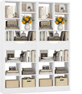 Armocity 16-Tier Tall Bookshelf Set of 2, 73.6' Narrow Freestanding Bookcase with 2 Drawers, Space-Saving Wood Display Shelves Storage for Living Room, Home Office Bedroom, White