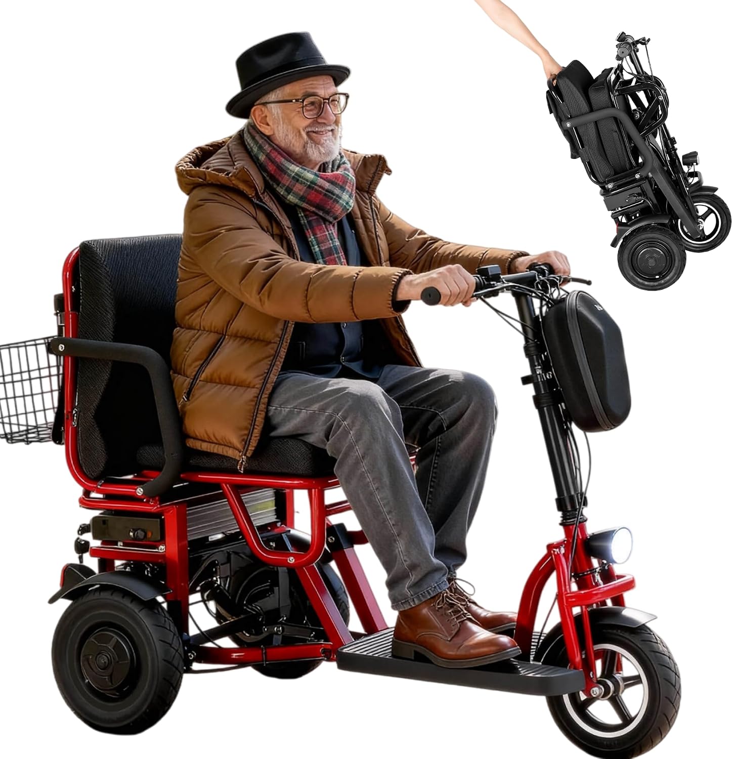 3 Wheel Mobility Scooters for Seniors Foldable Travel Scooter Airline Approved Folding Handicap Scooters for Adults Lightweight Collapsible Electric Mobility Scooter Adults 300 lbs