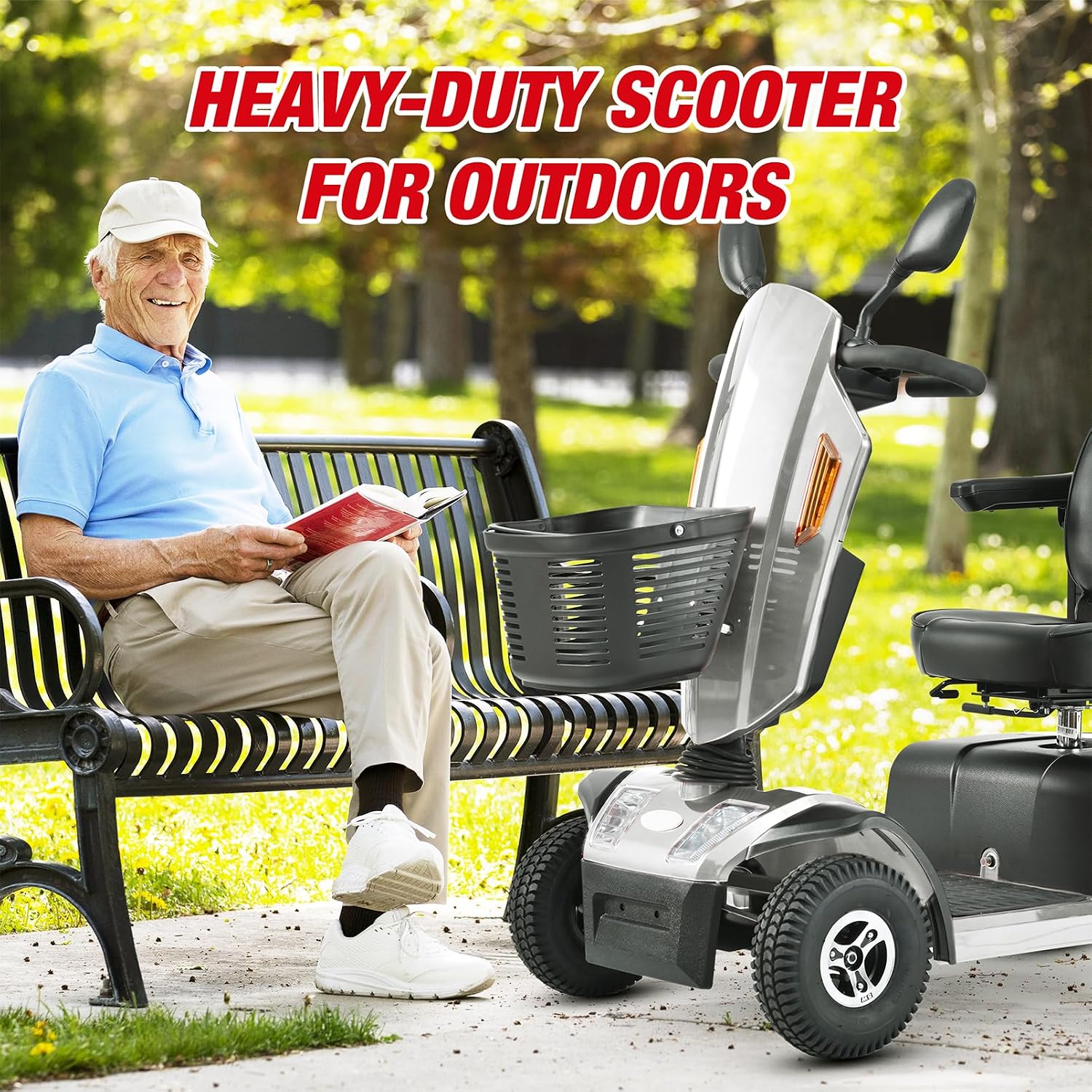 Mobility Scooters for Seniors & Adults 500 Lb Weight Foldable,Heavy Duty 4 Wheel Powered Scooter,Portable Disability Electric Wheelchair,500W Motor,52AH Battery,25 Miles Range,Rear Basket,Grey
