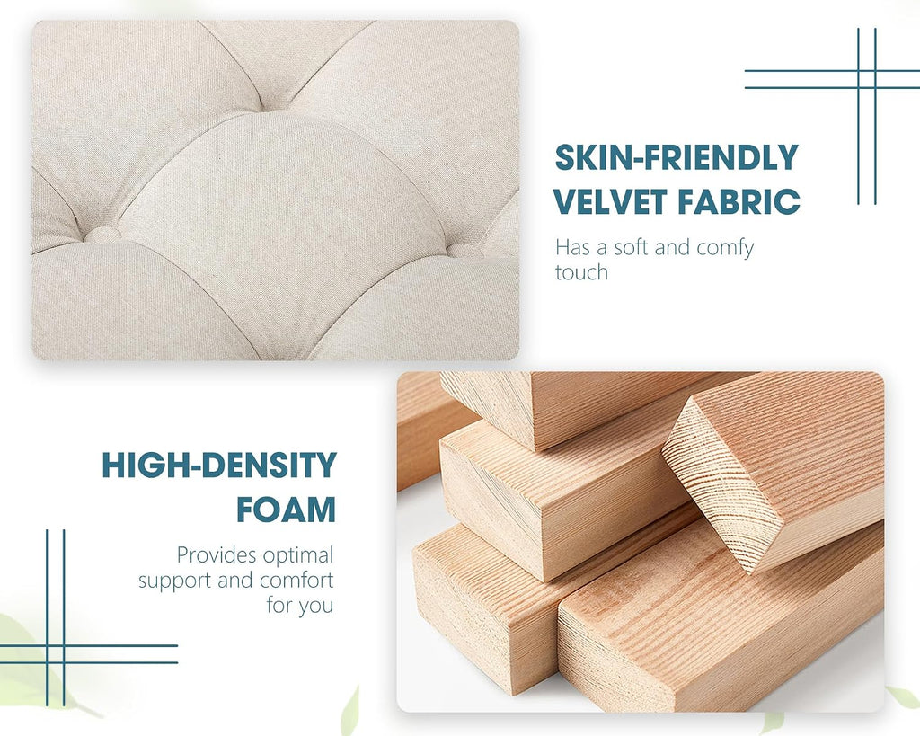 Grepatio Square Tufted Ottoman with Storage - 35.5' Large Lift-Top Storage Ottomans Upholstered Coffee Table for Living Room Bedroom (White)