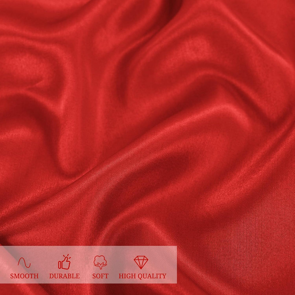 12 Pack 120 Inch Round Tablecloth, Red Satin Fabric Table Cloth for Round Tables, Wrinkle Resistant Washable TableCover Bright Silk Table Clothes for Wedding Party Dining Tables Banquet