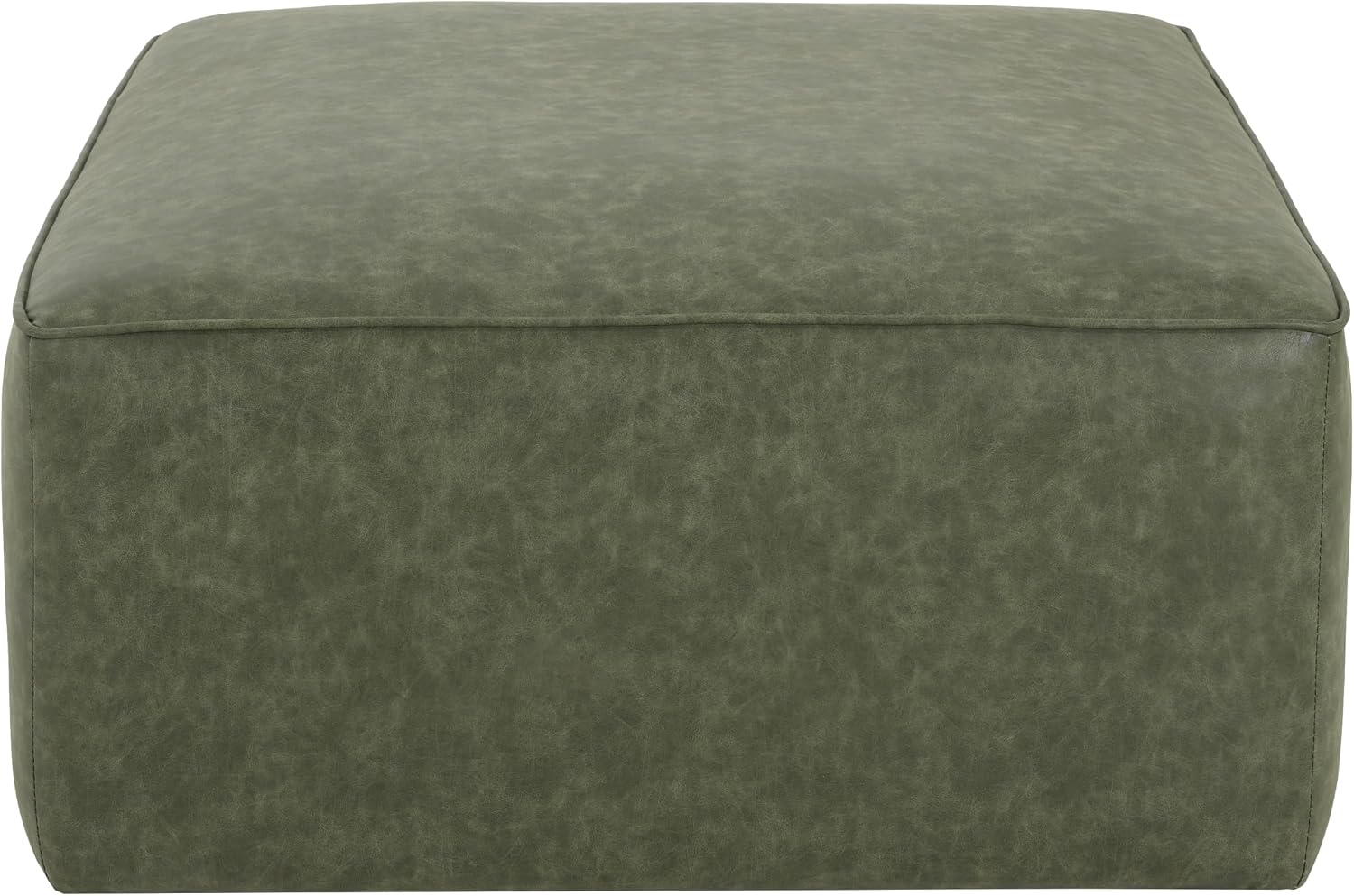 Christopher Knight Home Ellis Faux Leather Ottoman Footstool, Square Pouf Poufee Footrest Ottoman Large Seat, Modern Side Table for Living Room Bedroom Home Decor Gifts, Green