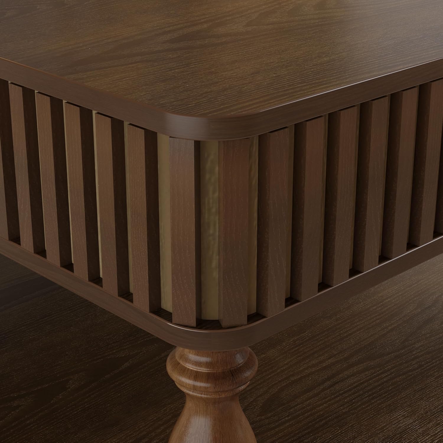 31.50' Square Fluted Lift-Top Coffee Table with Hidden & Open Storage, Modern Center Table with Hydraulic Raising Mechanism, Retro Tea Table with Solid Wood Legs for Living Room Apartment, Walnut