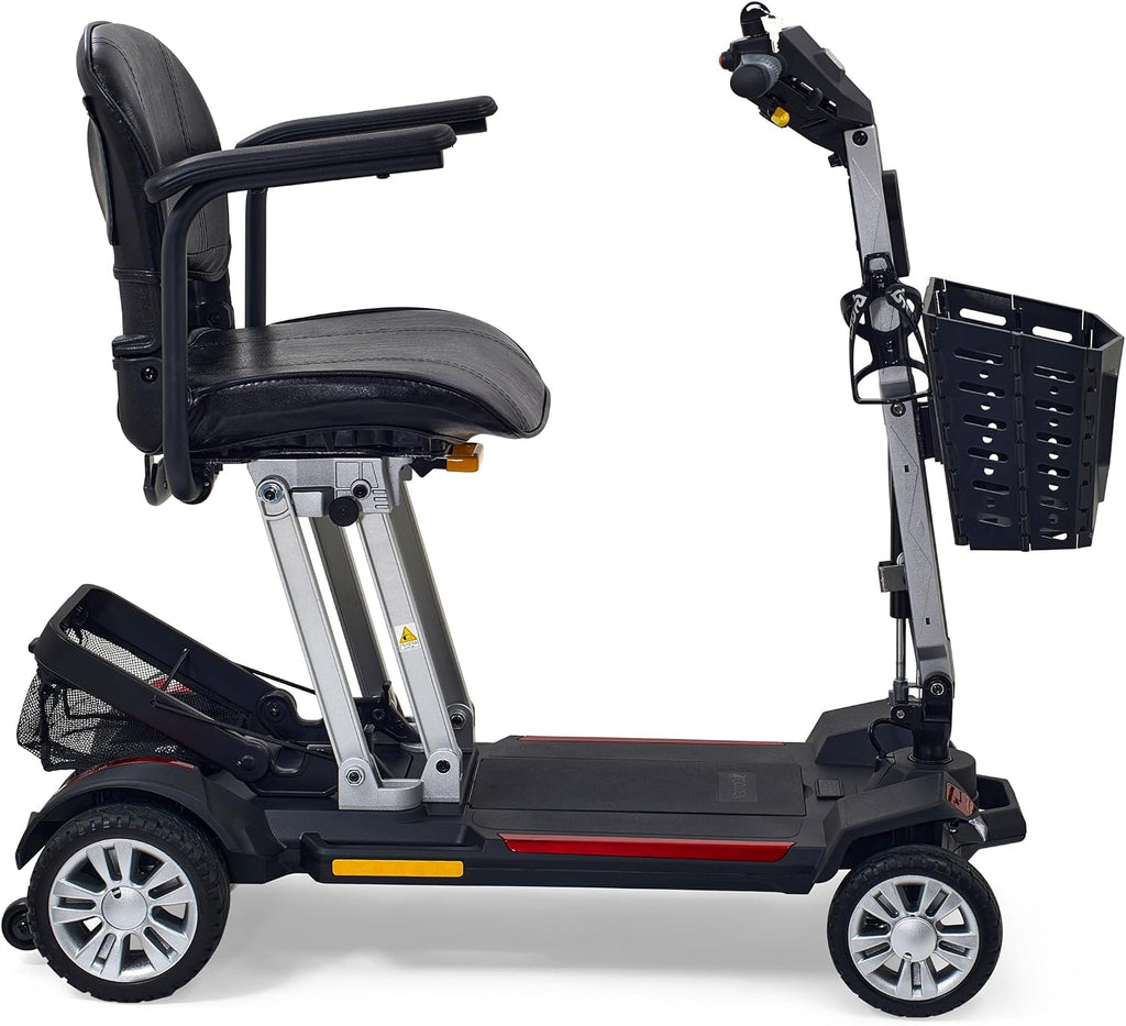 Golden Technologies Buzzaround CarryOn Manual Folding Travel Mobility Scooter - Folds to 12' - Airline Approved 12.5 ah Lithium Battery - 47.5 lbs. Without The Seat and Battery (Red/Blue)