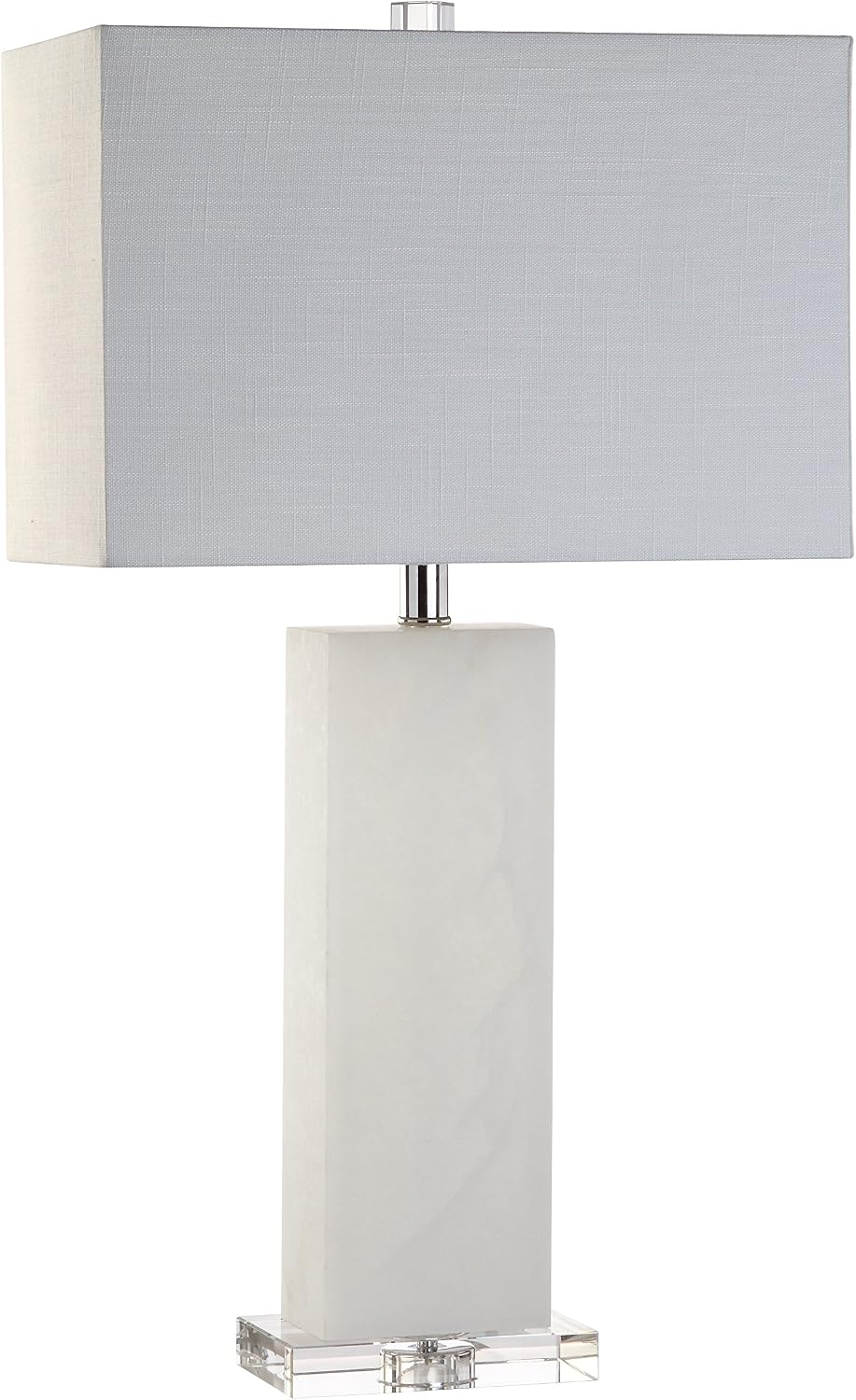 JONATHAN Y 27' White Alabaster Rectangular Table Lamp Contemporary Modern Bedside Nightstand Lamp for Living Room Bedroom with White Linen Shade LED Bulb Included JYL2009A