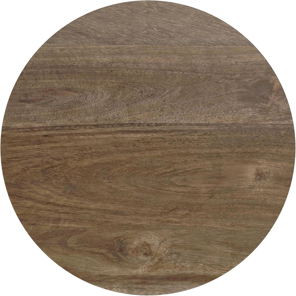 Small Round End Table for Living Room, Bed Side Table, Narrow Nightstand with Storage Shelf for Bedroom, Unique Rustic Telephone Table for Sofa Side, Distressed Brown Corner Table for Sofa Side