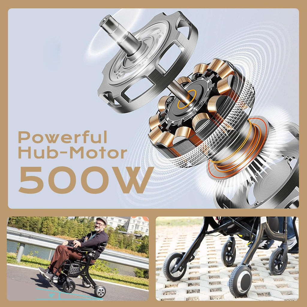 CARLIKE 3 in 1 Electric Wheelchair & Lightweight Rollator Walker with Seat & Foldable Transport Wheel Chair for Seniors Adults, Motorized Mobility Scooters, All Terrain,500W Motors