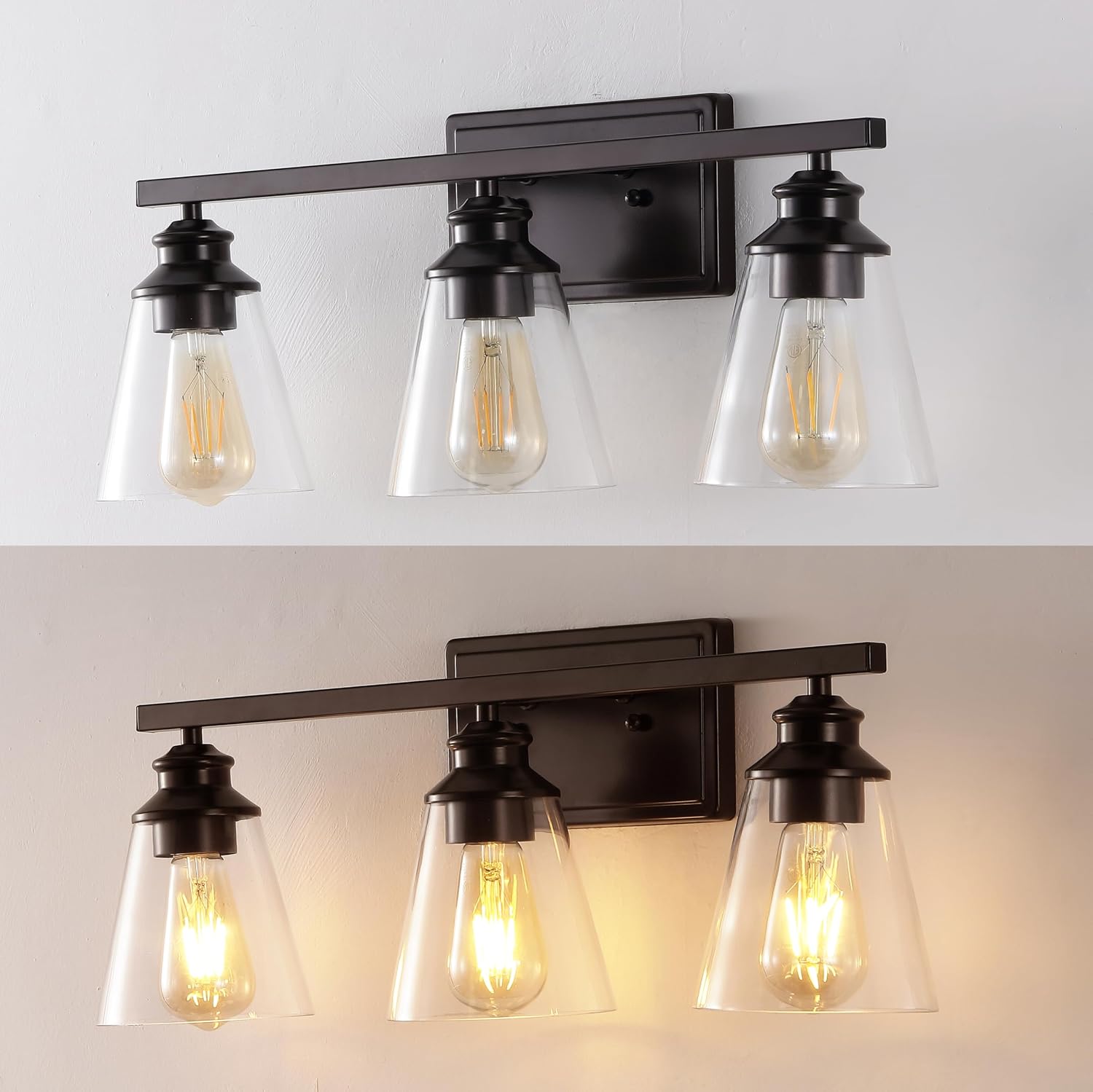 JONATHAN Y JYL1500A Arlo 22.88' 3-Light Vintage Classic Vanity Light with Bathroom Hardware Accessory Set, Oil Rubbed Bronze (5-Piece) - Towel Bar & Ring, Toilet Paper Holder, Robe Hook