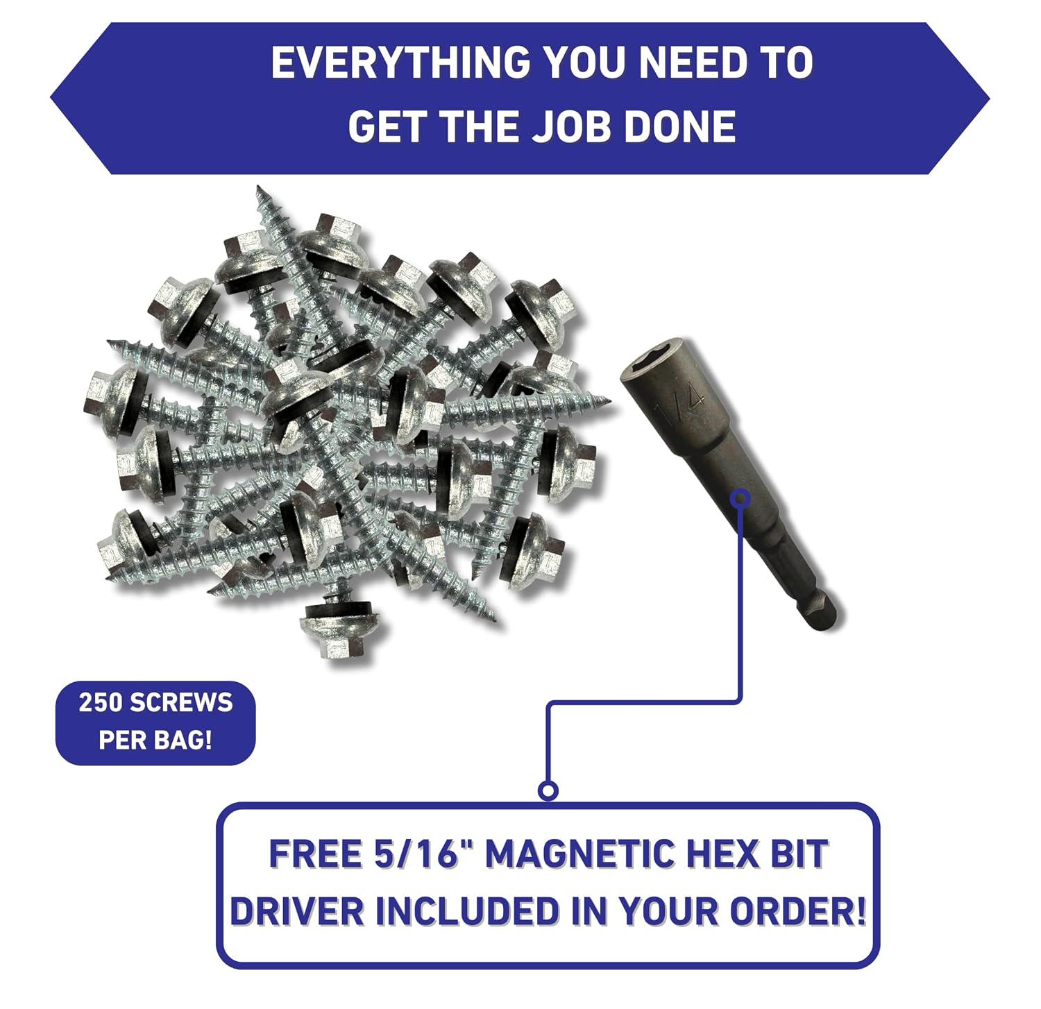 EAGLE 1 Long-Life Metal Roofing Screws: #14 x 1.5 Dome Cap Metal Roofing Screws (250-Count), Self-Tapping Tip, EPDM Washer, Multiple Colors/Includes 5/16' Magnetic Hex Bit Driver (Burgundy, 250)