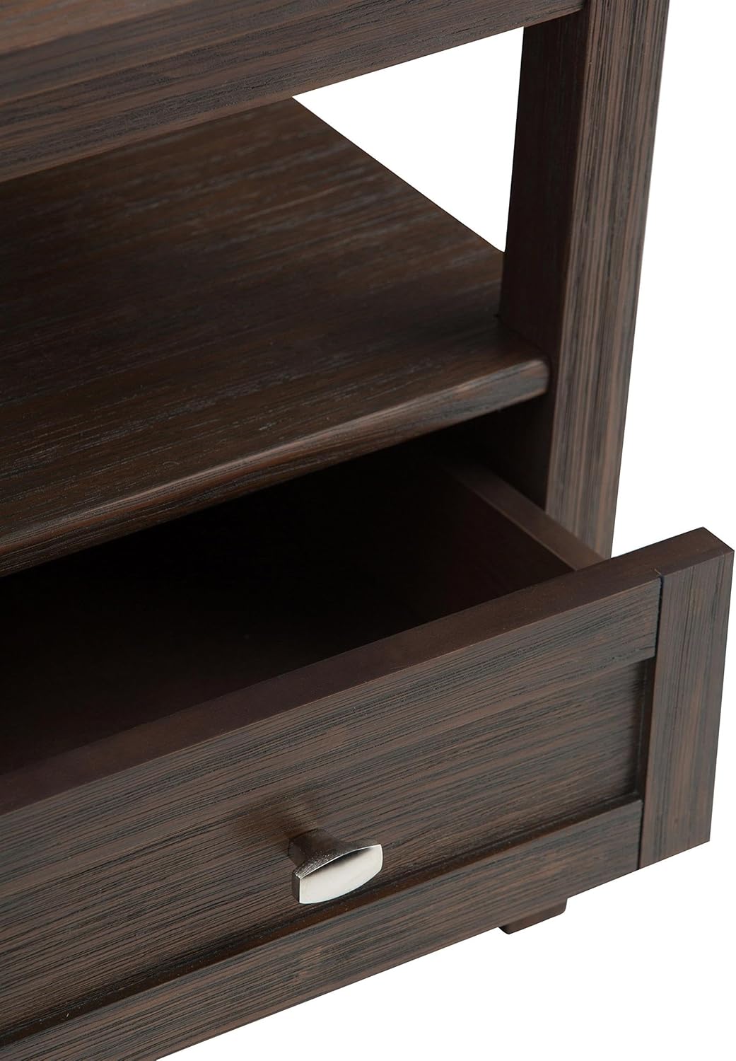 Atlin Designs Small End Table for Living Room, Square Bed Side Table, Narrow Nightstand with Storage Drawer and Shelf for Bedroom, Unique Rustic Telephone Table for Sofa Side, Dark Brown Corner Table