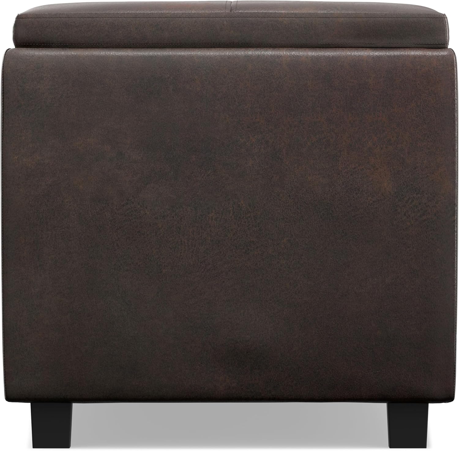 SIMPLIHOME Avalon Storage Ottoman - 42 inch Wide Upholstered Vegan Leather Rectangular Flip-Top Ottoman in Distressed Brown, Contemporary Coffee Table Ottoman for Living Room with Hidden Storage