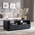 ACCOHOHO 51' Fluted Coffee Table with Storage, Large Modern Center Table with 2 Drawers, Rectangle Wood Coffee Table for Living Room