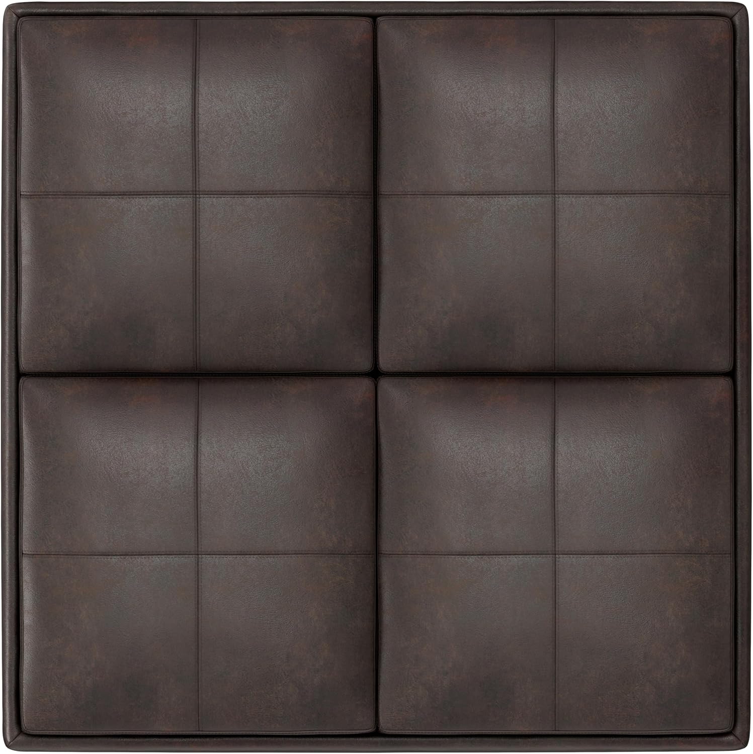 SIMPLIHOME Avalon Wide Contemporary Square Coffee Table Storage Ottoman, Distressed Brown, Table Ottoman