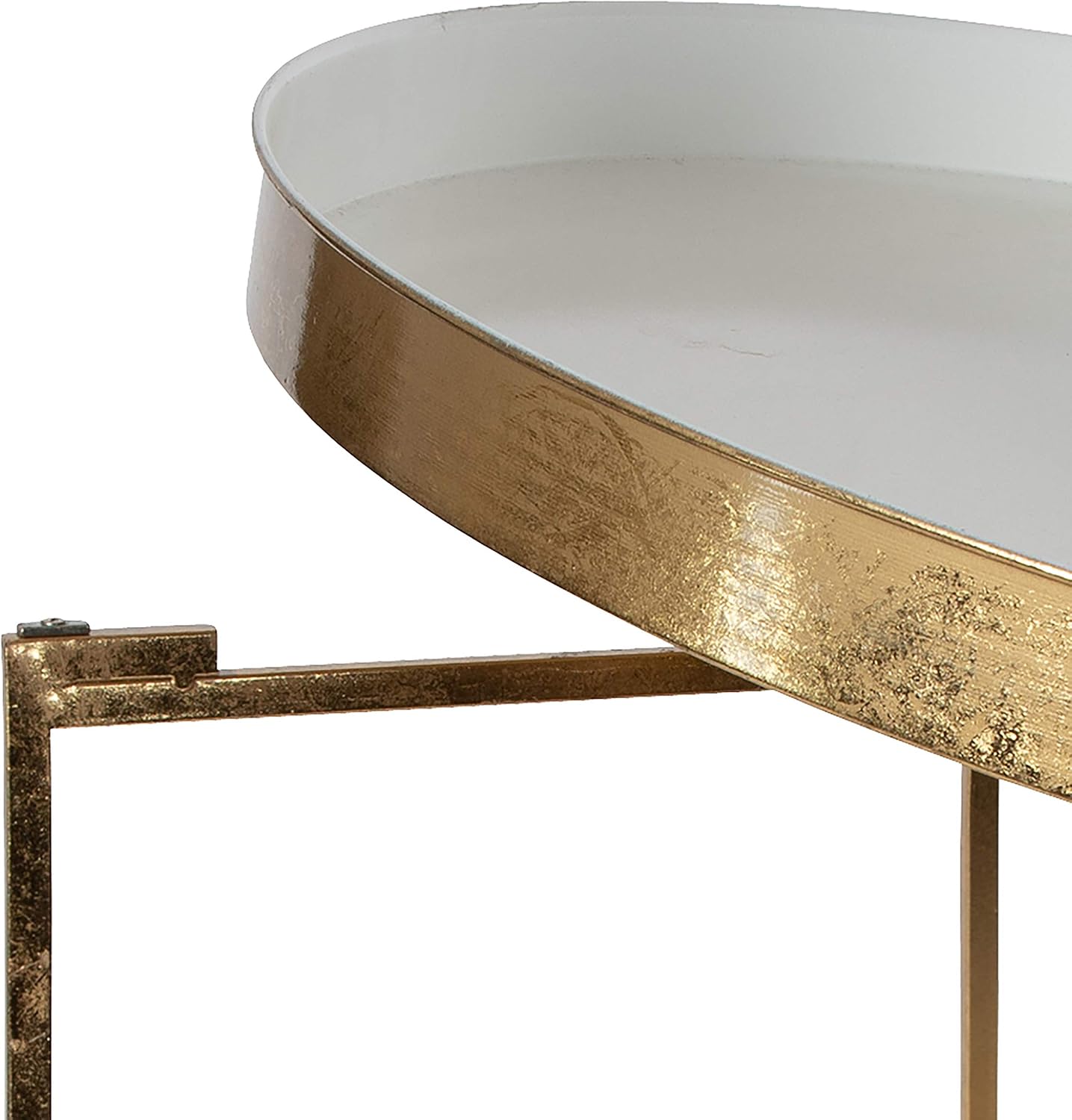 Kate and Laurel Celia Modern Glam Round Metal Coffee Table, 28.25' x 28.25' x 19', White and Gold Leaf, Chic Sophisticated Accent Table