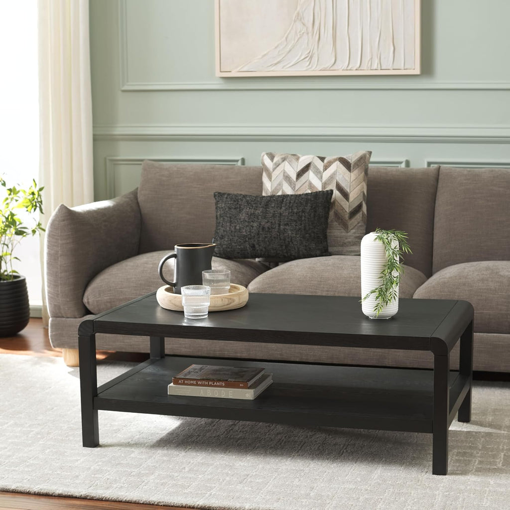 SAFAVIEH Home Collection Omara Black 1-Shelf Coffee Table