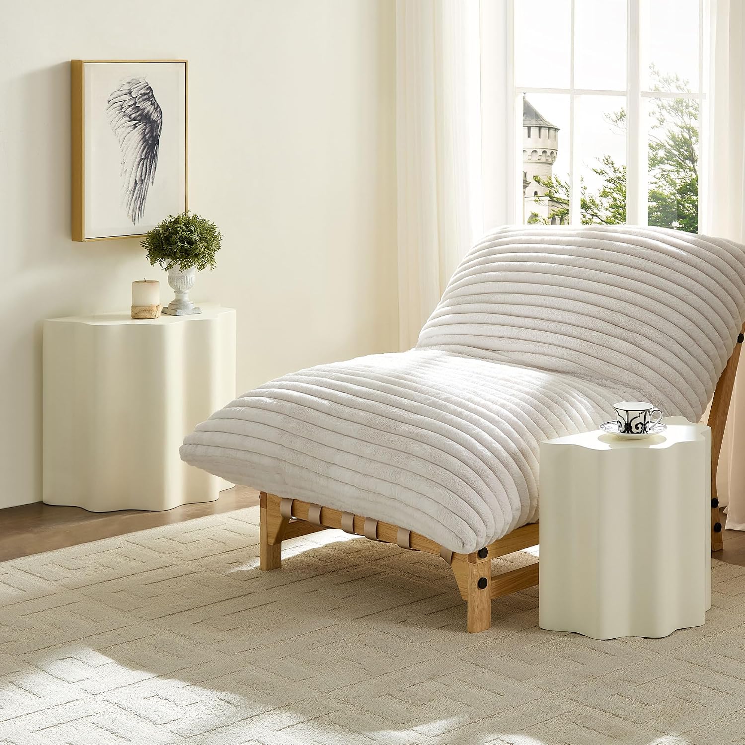 WILLIAMSPACE Nesting Coffee Table Set of 2 for Living Room, Modern Circle Center Table with Wavy Edges Design, Accent End Side Table for Small Space, No Need Assembly (Fiberglass, 22.05'+16.93')