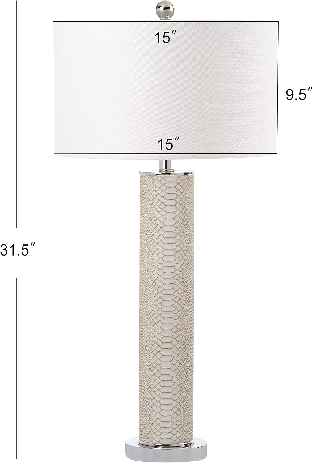 SAFAVIEH Lighting Collection – Set of 2 Ollie Modern Contemporary Cream Faux Snakeskin 32-Inch Table Lamps, LED Bulbs Included, Bedroom Living Room Home Office (LIT4404G-SET2)