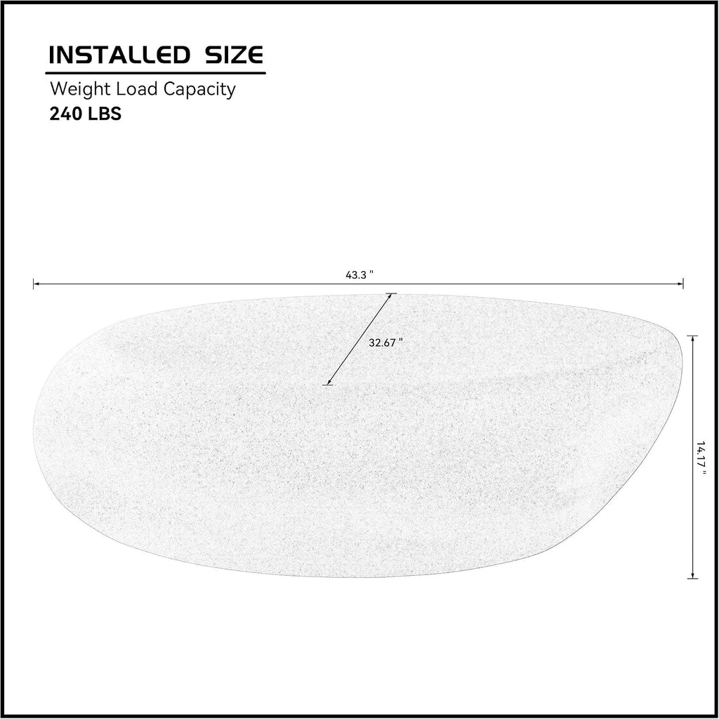 43.3' Fiberglass Elliptical Oval Vintage Coffee Table for Living Room,Irregular Center Matte Rocks Table Front of The Sofa,No Need Assembly,Black