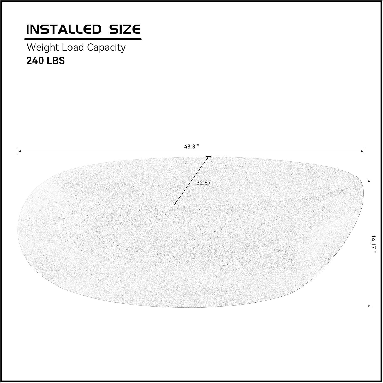 43.3' Fiberglass Elliptical Oval Vintage Coffee Table for Living Room,Irregular Center Matte Rocks Table Front of The Sofa,No Need Assembly,Black