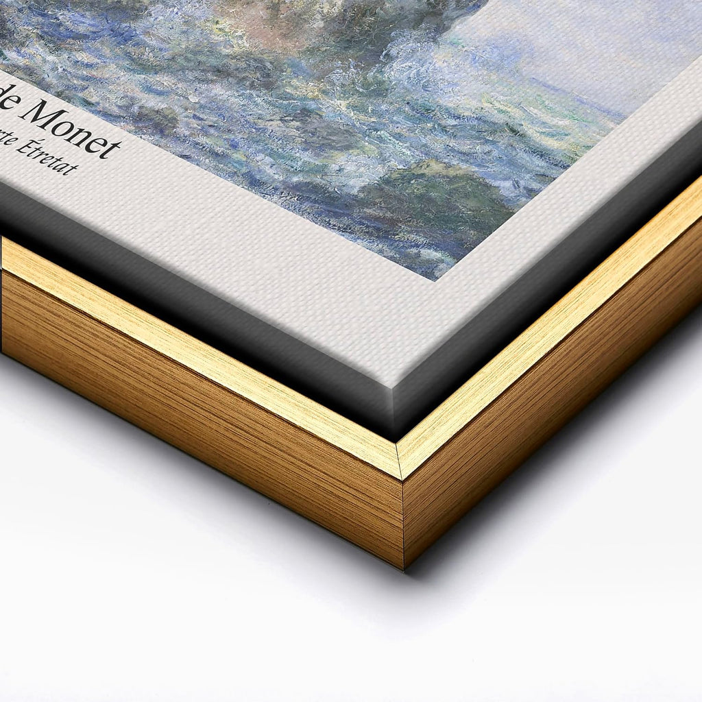 Poster Master Vintage Claude Monet Canvas - Retro La Manneporte Print - Fine Art - Classic Impressionism Painting - Etretat & Rock Formation Art - Bedroom Wall Decor - 24x32 Gold Framed Canvas