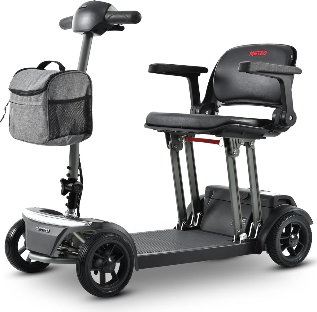 Metro Mobility Powered Mobility Scooters, 4 Wheel Foldable Mobility Scooter for Adults-265 lbs Capacity Folding Mobility Scooter, 20 Miles Long Travel Range Scooter with USB Charger Port Black
