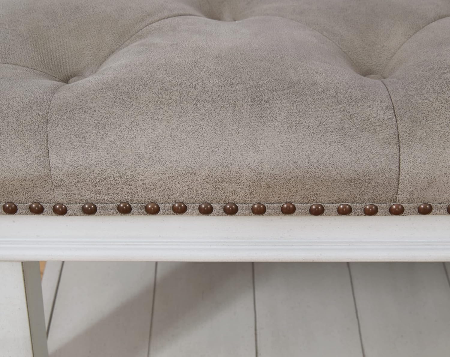 Signature Design by Ashley Kanwyn French Country Upholstered Square Ottoman Coffee Table, Whitewash