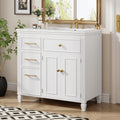 Merax 36' Bathroom Vanity with Ceramic Sink Set Combo, Tip-Out Drawer, Storage Cabinet Organizer with 2 Doors and Adjustable Shelf, White