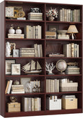 FACBOTALL Bookshelf and Bookcase, 6-Tier Double Wide Bookshelves,Freestanding Display Storage Shelves, Tall Bookcases for Home Decor Bedroom, Living Room, Home Office, Cherry