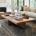 Solid Wood Coffee Table, Farmhouse Square Center Table, 2' Thick Tabletop, Durable Natural Wood Grain, Living Room Table for Living Room & Office