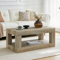LKTART 39.37' Coffee Table with Storage, 2-Tier Mid Century Rectangular Accent Table with Thick Tabletop, Rustic Style Cocktail, Center Table for Living Room, Office, Apartment (Antique Natural)
