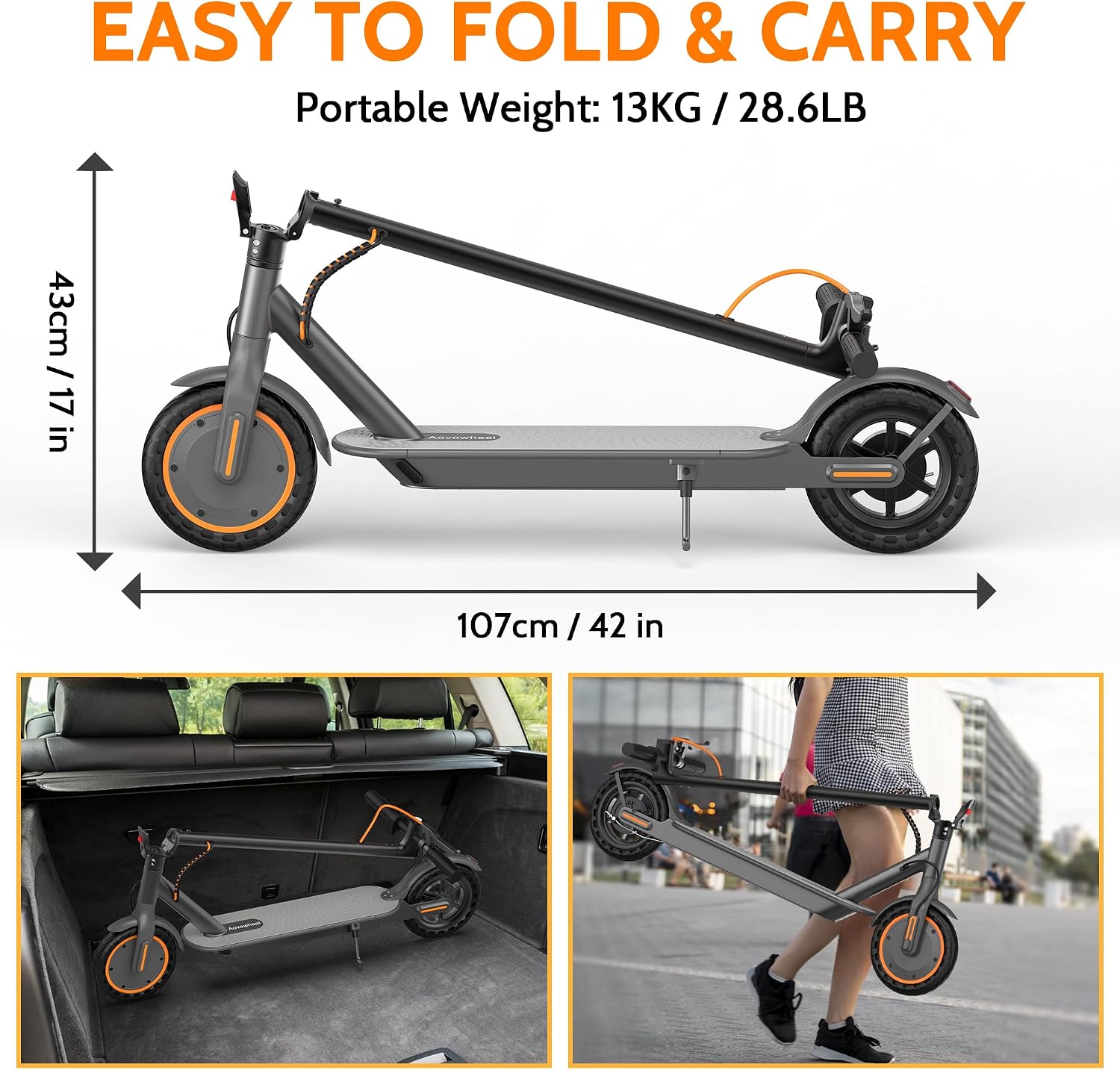 Aovowheel Electric Scooter for Adults, Folding E Scooter with 350W/500W Motor 16/24 Mph Top Speed, Max 19-23 Miles Long Range, 8.5''/10''/14''Tires Commuting Scooters with Dual Brakes System, APP