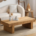 47.6' Coffee Table for Living Room, Mid-Century Modern Solid Wood Coffee Table with Sturdy Base, Farmhouse Rectangle Accent Center Tea Tables for Living Room Apartment, Easy Assembly