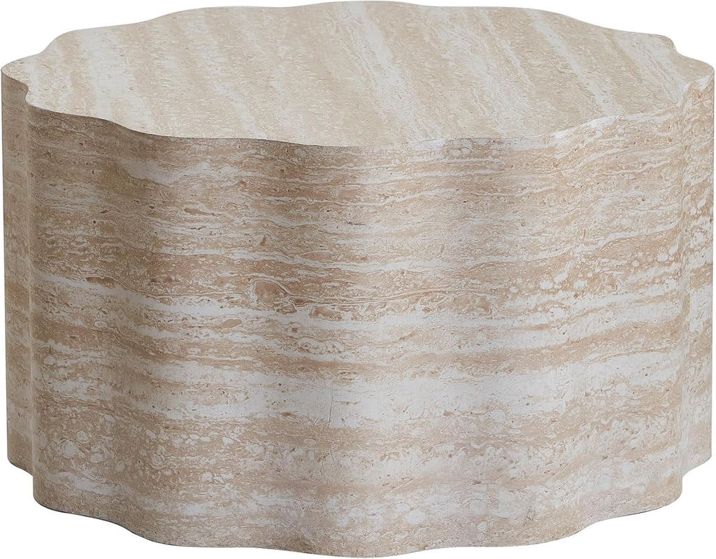 Round Coffee Tables Set of 2 for Living Room,Faux Mars Pattern Modern Minimalist Side Accent End Table for Apartment,Office(Beige Brown,26.7' & 23.6')