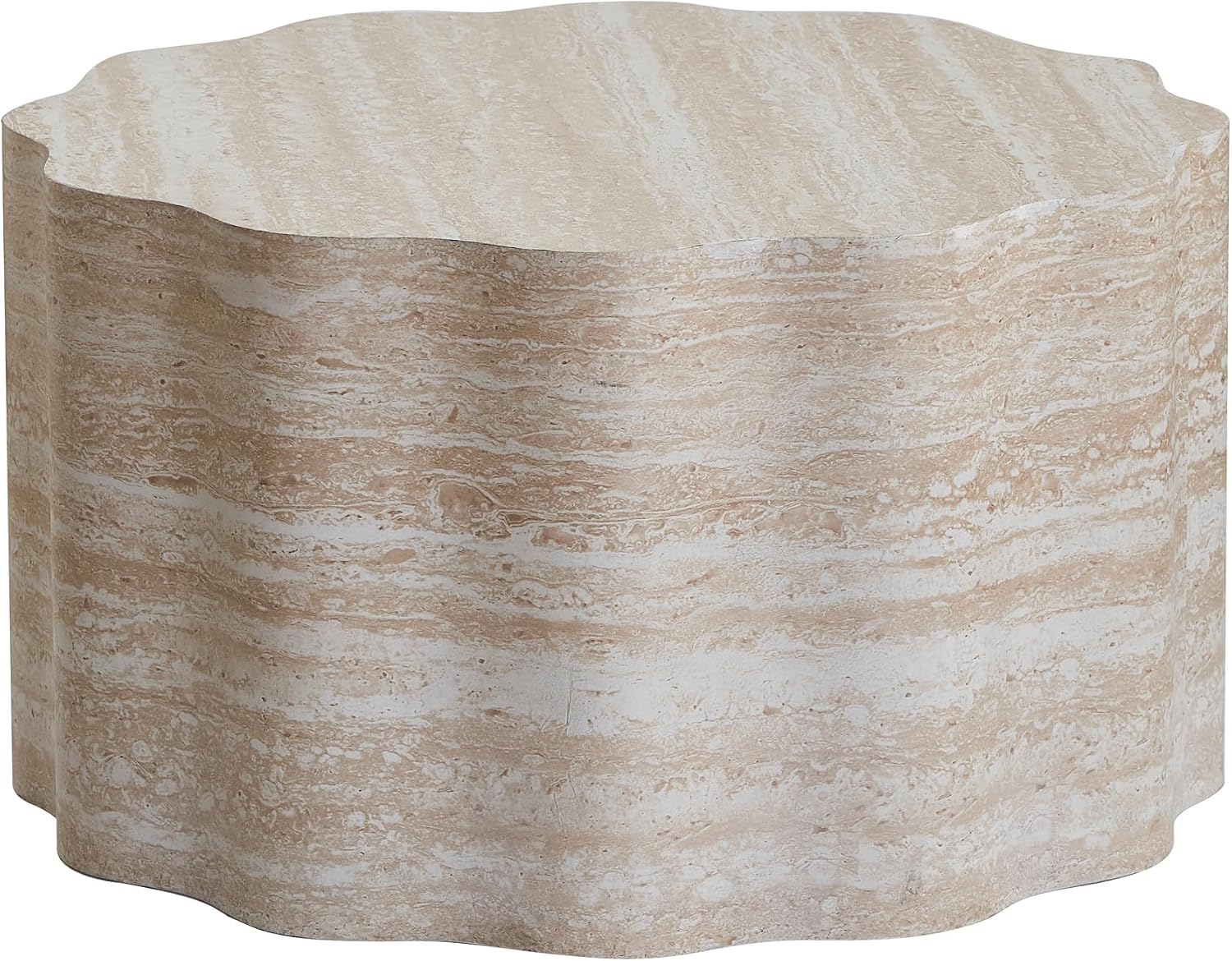 Round Coffee Tables Set of 2 for Living Room,Faux Mars Pattern Modern Minimalist Side Accent End Table for Apartment,Office(Beige Brown,26.7' & 23.6')