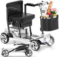 Mobility Scooters, Lightweight Electric Scooters for Seniors&Adults | 49lb Aluminum Frame with Removable Battery, Foldable Motorized Scooters for Trips, Shopping, Daily Use, Bright Silver, 10 Ah