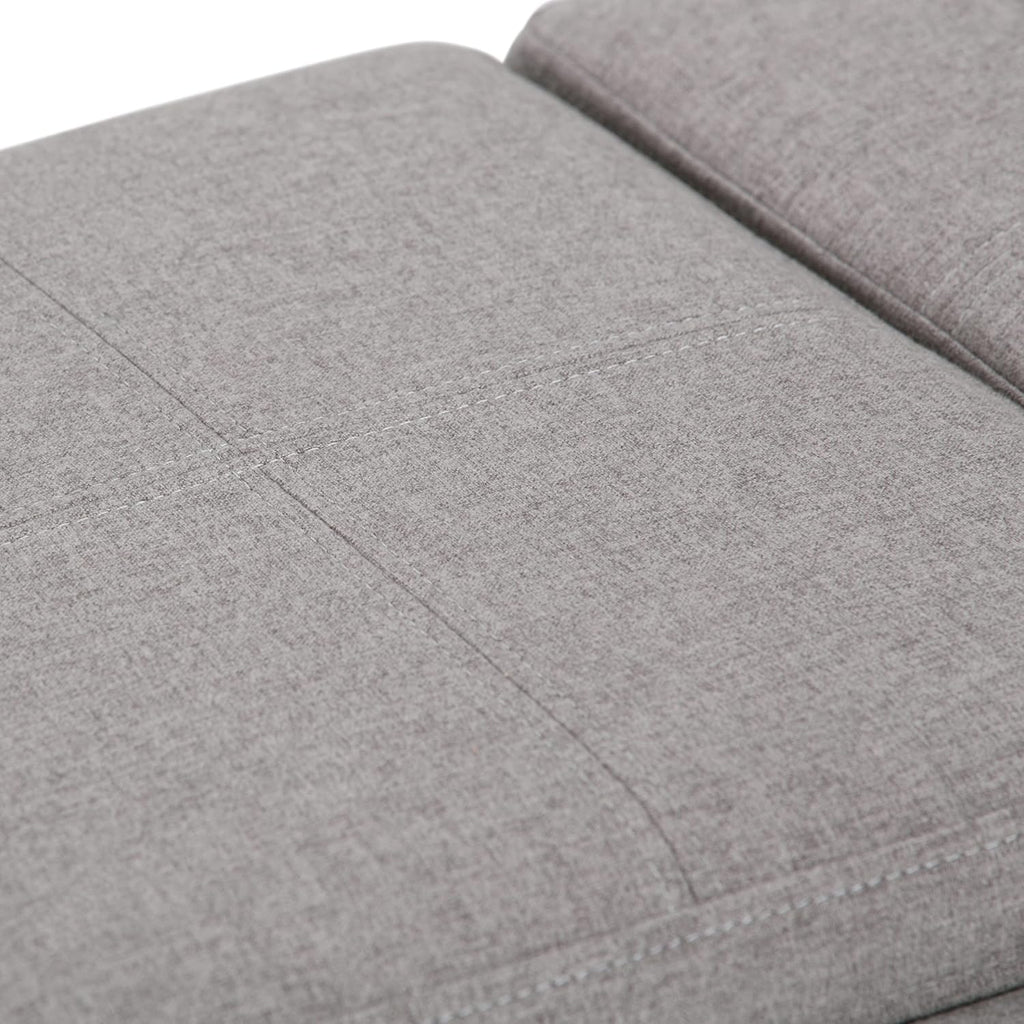 SIMPLIHOME Avalon Storage Ottoman - 42 inch Wide Upholstered Linen Look Fabric Rectangular Flip-Top Ottoman in Cloud Grey, Contemporary Coffee Table Ottoman for Living Room with Hidden Storage