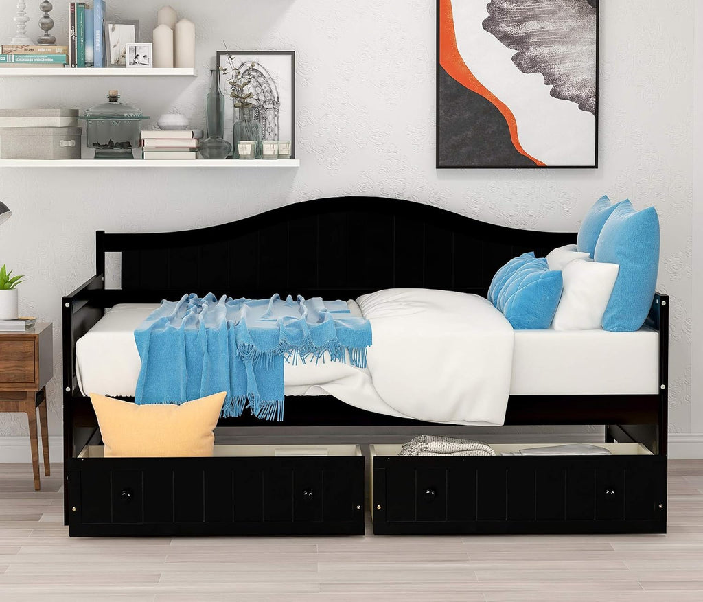 Harper & Bright Designs Wood Daybed with Storage Drawers, Twin Daybed Sofa Bed Frame for Bedroom, Guest Room, Living Room